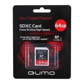  Карта флэш-памяти MicroSD 64 Гб Qumo +SD адаптер (class 10) UHS-1 
