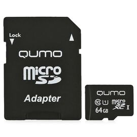  Карта флэш-памяти MicroSD 64 Гб Qumo +SD адаптер Pro seria UHS-1 U3 
