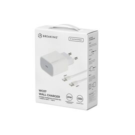  СЗУ Breaking WC07, USB-C, PD 20W + кабель Type-C - Type-C (Белый) 