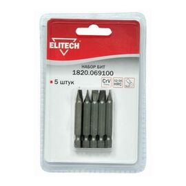  Набор бит ELITECH 1 820.0691 CrV, SL6x50мм, блистер 5шт 