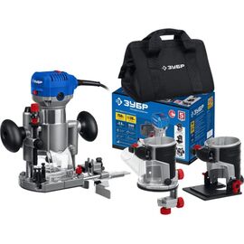  Фрезер кромочный ЗУБР ФПК-750Н Профессионал 750 вт, 3 основания, сумка 