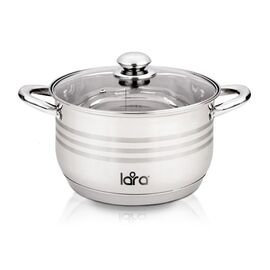  Кастрюля LARA LR02-582 (нерж) серия SONATA 20x12,5см <3.9л> капс. индукц. дно, комбо-полировка, крыш 