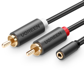  Кабель UGREEN AV102 10510 3.5mm Male to 2 RCA Male Audio Cable 2m Gray 