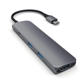 Док-станция Satechi Aluminum Type-C Slim Multi-Port Adapter 4K (ST-CMAM) 2xUSB 3.0, USB Type-C, HDMI, до 60 Вт, Серый 