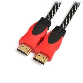  Кабель DeTech HDMI A-A v1.4, 2 феррита, нейлоновая оплётка, красно-черный цвет, 3м 