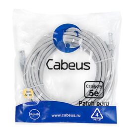  Патч-корд Cabeus (PC-UTP-RJ45-Cat.5e-10m) U/UTP, категория 5е, 2xRJ45/8p8c, неэкранированный, серый, PVC, 10м 