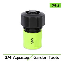  Соединитель Deli DL8796 быстросъемный для шланга с аквастопом 3/4" ударопрочный пластик 