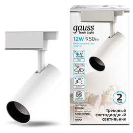  Трековая система GAUSS TR064, 12Вт, 4000К, белый нейтральный, белый 