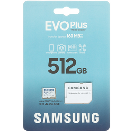  Карта памяти Samsung Micro SDXC (MB-MC512SA/KR) 512GB EVO PLUS U3, V30, A2 + adapter 