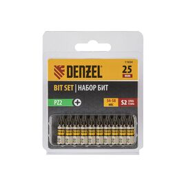  Набор бит Denzel 11654 PZ2х25, сталь S2, шестигранный профиль, 10шт 