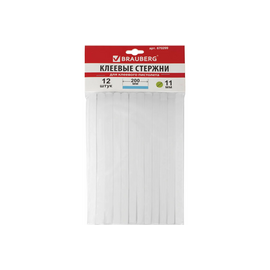  Клеевые стержни BRAUBERG 670299 диаметр 11мм, длина 200мм, белые, комплект 12 штук европодвес 