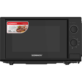  Микроволновая печь SONNEN MW2070BL-6M, 20л, 700Вт, таймер, механическое управление, кнопка, черная 