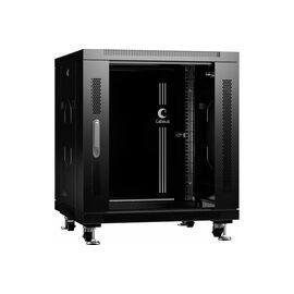  Шкаф коммутационный CABEUS SH-05C-12U60/60-BK напольный, стеклянная передняя дверь, 12U, 600x730x600 мм 
