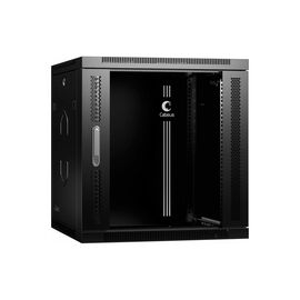  Шкаф коммутационный CABEUS SH-05F-12U60/45-R-BK настенный, стеклянная передняя дверь, 12U, 600x635x450 мм 