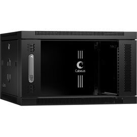  Шкаф коммутационный CABEUS SH-05F-6U60/45-BK настенный, стеклянная передняя дверь, 6U, 600x368x450 мм 