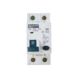  Дифавтомат IEK АВДТ 32 Generica (MAD25-5-025-C-30) 25A тип C 6kA 30мА AC 2П 230В 2мод серый (упак.:1шт) 