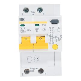  Дифавтомат IEK АД12 (MAD10-2-006-C-010) 6A тип C 4.5kA 10мА AC 2П 230В 3мод белый 