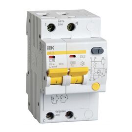  Выключатель IEK MAD10-2-020-C-030 автом. дифф. тока АД12 20A тип C 4.5kA 30мА AC 2П 230В 3мод белый (упак.:1шт) 