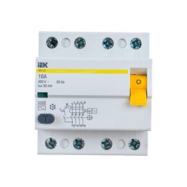  Выключатель дифференциального тока IEK ВД1-63 ИЭК MDV10-4-016-030 4п 16A 30mA тип AC 