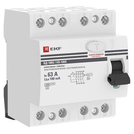  УЗО EKF PROxima 4P (elcb-4-63-100S-em-pro) 63А/100мА селективное электромеханическое 