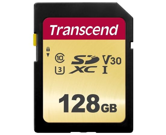  Карта памяти SDXC Transcend 500S, 128 Гб, UHS-I Class U3 V30, чтение: до 95Мб/с, запись: до 65Мб/с 