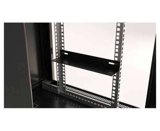  Шкаф коммутационный Hyperline TWB-0645-GP-RAL9004 настенный 6U 600x450мм пер.дв.стекл 60кг черный 