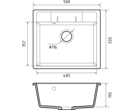  Мойка GranFest Quadro GF-Q-561 мрамор, графит 