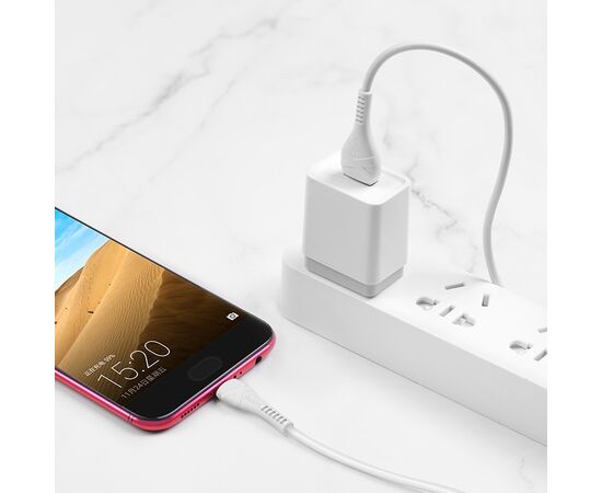  Дата-кабель HOCO X37 Cool power micro 1м (белый) 