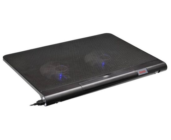  Подставка для ноутбука до 17,3" Buro BU-LCP170-B214 Black, 2 вентилятора: 140 мм, поток: 76.61 CFM, уровень шума: 23 dB(A), 2 х USB-разъёма, LED подсветка, регулировка наклона, материал: металл, пластик 