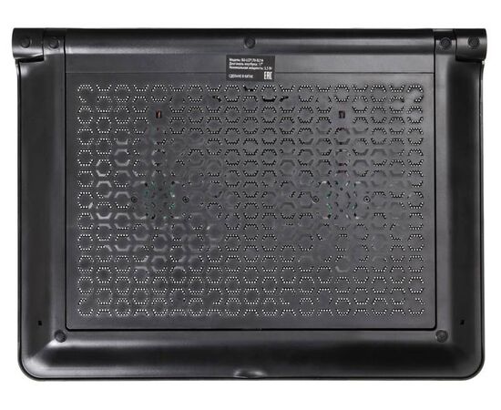  Подставка для ноутбука до 17,3" Buro BU-LCP170-B214 Black, 2 вентилятора: 140 мм, поток: 76.61 CFM, уровень шума: 23 dB(A), 2 х USB-разъёма, LED подсветка, регулировка наклона, материал: металл, пластик 