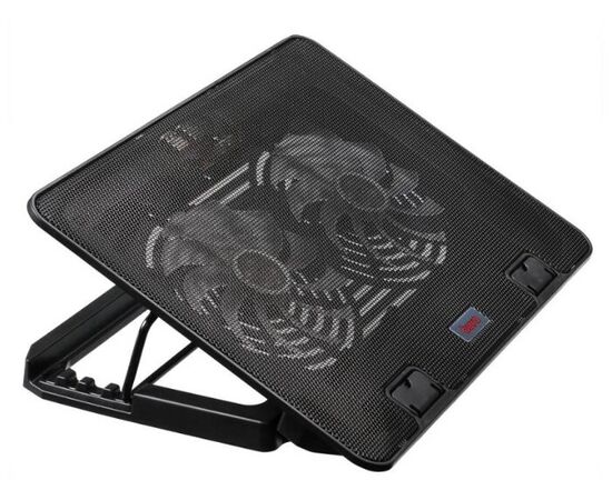  Подставка для ноутбука до 15,6" Buro BU-LCP156-B214H Black, 2 вентилятора: 140 мм, поток: 76.61 CFM, уровень шума: 21 dB(A), 2 х USB-разъёма, LED подсветка, регулировка наклона, материал: металл, пластик 