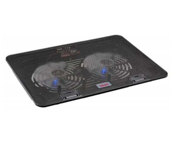  Подставка для ноутбука до 15,6" Buro BU-LCP156-B214H Black, 2 вентилятора: 140 мм, поток: 76.61 CFM, уровень шума: 21 dB(A), 2 х USB-разъёма, LED подсветка, регулировка наклона, материал: металл, пластик 