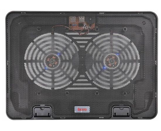  Подставка для ноутбука до 15,6" Buro BU-LCP156-B214H Black, 2 вентилятора: 140 мм, поток: 76.61 CFM, уровень шума: 21 dB(A), 2 х USB-разъёма, LED подсветка, регулировка наклона, материал: металл, пластик 