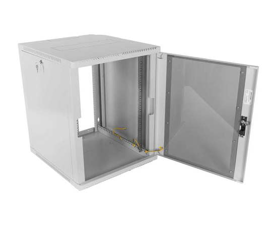 Шкаф коммутационный ЦМО ШРН-12.500 настенный 12U 600x529мм пер.дв.стекл 200кг серый 470мм 18кг 180град. 612мм металл 