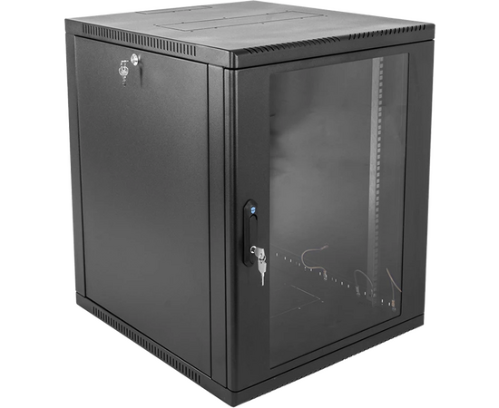  Шкаф коммутационный ЦМО ШРН-12.650-9005 настенный 12U 600x658мм пер.дв.стекл 200кг черный 600мм 25.11кг 180град. 612мм металл 