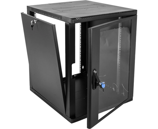  Шкаф коммутационный ЦМО ШРН-12.650-9005 настенный 12U 600x658мм пер.дв.стекл 200кг черный 600мм 25.11кг 180град. 612мм металл 