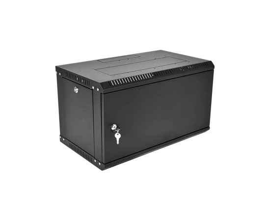  Шкаф коммутационный ЦМО ШРН-6.350.1-9005 настенный 6U 600x350мм пер.дв.металл 200кг черный 300мм 10кг 180град. 346мм IP20 металл 