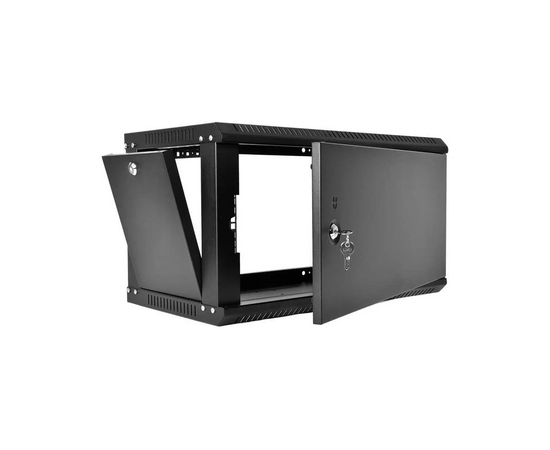  Шкаф коммутационный ЦМО ШРН-6.350.1-9005 настенный 6U 600x350мм пер.дв.металл 200кг черный 300мм 10кг 180град. 346мм IP20 металл 