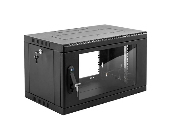  Шкаф коммутационный ЦМО ШРН-6.650-9005 настенный 6U 600x650мм пер.дв.стекл 200кг черный 600мм 14кг 180град. 346мм IP20 металл 