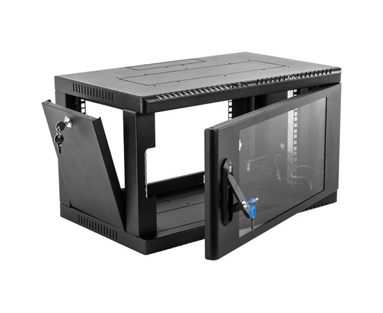  Шкаф коммутационный ЦМО ШРН-6.650-9005 настенный 6U 600x650мм пер.дв.стекл 200кг черный 600мм 14кг 180град. 346мм IP20 металл 