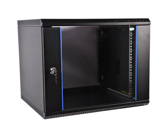  Шкаф коммутационный ЦМО ШРН-Эконом ШРН-Э-12.350-9005 настенный 12U 600x350мм пер.дв.стекл 85кг черный 300мм 