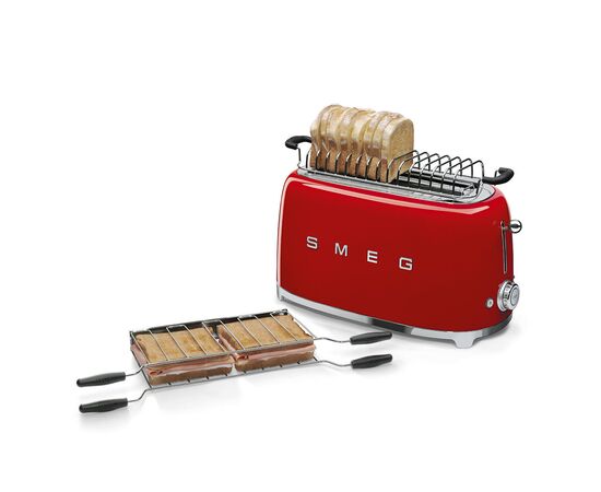  Тостер SMEG TSF02RDEU стиль 50-х, 4 ломтика, корпус из нержавеющей стали, 6 уровней поджаривания, красный 