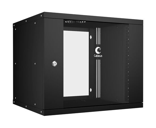  Шкаф коммутационный CABEUS WSC-05D-9U55/45-BK настенный, стеклянная передняя дверь, 9U, 550x450x450 мм 