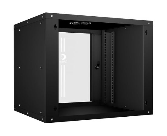  Шкаф коммутационный CABEUS WSC-05D-9U55/45-BK настенный, стеклянная передняя дверь, 9U, 550x450x450 мм 