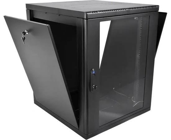  Шкаф коммутационный ЦМО ШРН-М-15.500-9005 настенный 15U 600x520мм пер.дв.стекл 130кг черный 456мм 24.66кг 180град. 745мм 