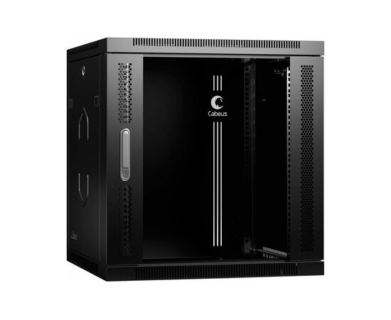  Шкаф коммутационный CABEUS SH-05F-12U60/45-R-BK настенный, стеклянная передняя дверь, 12U, 600x635x450 мм 