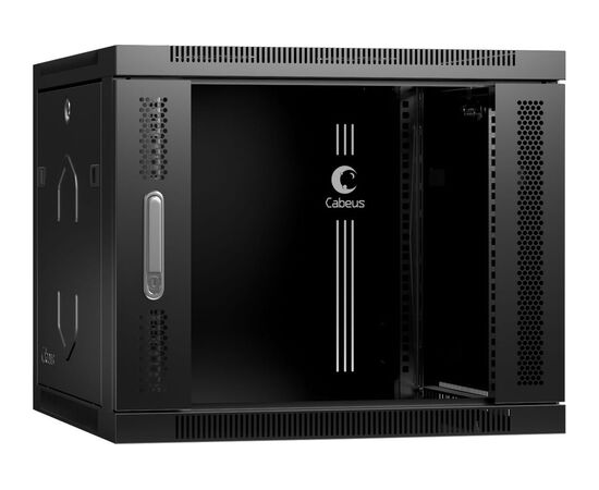  Шкаф коммутационный CABEUS SH-05F-9U60/45-BK настенный, стеклянная передняя дверь, 9U, 600x450 мм 