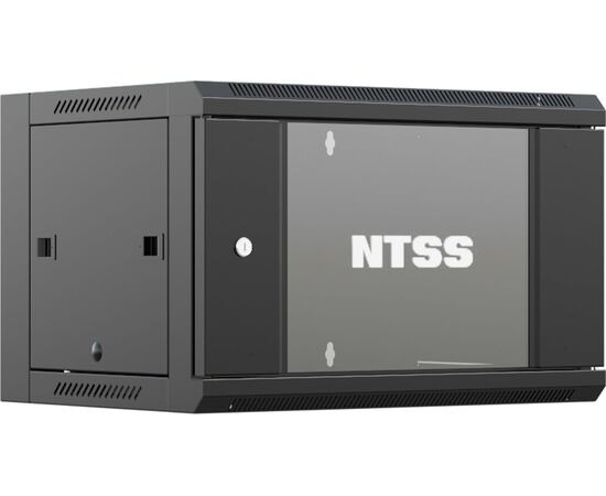  Шкаф коммутационный NTSS NTSS-W6U6045GS-BL настенный, стеклянная передняя дверь, 6U, 570x370x450 мм 