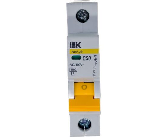  Выключатель IEK ВА47-29 (MVA20-1-050-C) автоматический 50A тип C 4.5kA 1П 230/400В 1мод белый (упак. 1шт) 
