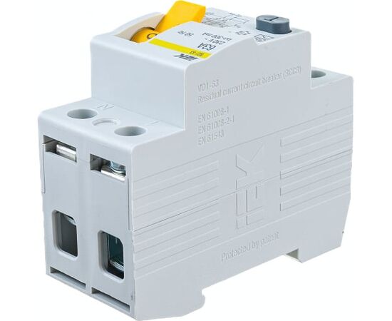  Выключатель IEK ВД1-63 (MDV10-2-063-300) дифф.тока УЗО  63A 300мА AC 2П 230В 2мод белый (упак.:1шт) 